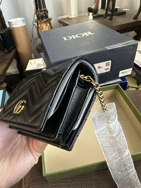 gucci marmont chevron wallet|Gucci small wallet on chain.